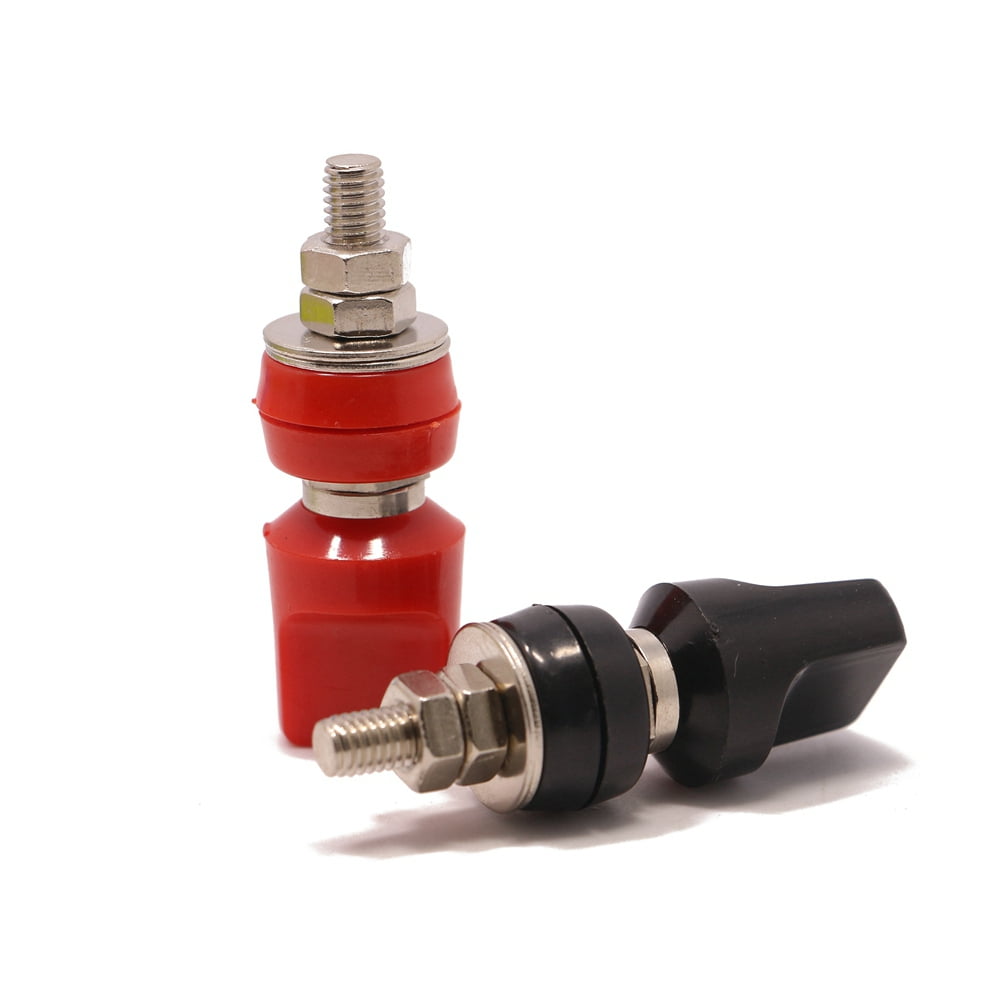 High current binding post with threaded metal stud and insulated base, ensuring secure mounting and stable electrical connection in industrial equipment